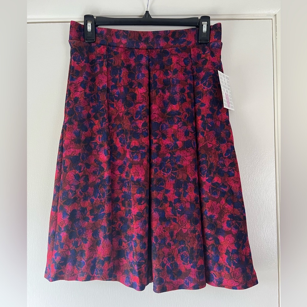 New! Lularoe Madison Circle Swing Skirt in Navy Red Magenta Pink Floral Medium